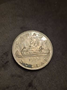 1975 Voyageur Dollar - Silver Tone Home Art Accent - 1975 1 Dollar Canada Coin
